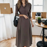 Modest Office Dresses Polo Collar Dress Puff Sleeves