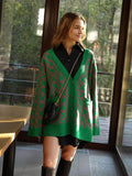 Women Work Business Casual Sweats Cardigan Jacquard Knitted Sweater