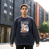 Mens Vintage Long Sleeve Shirt Print Casual Long Sleeve