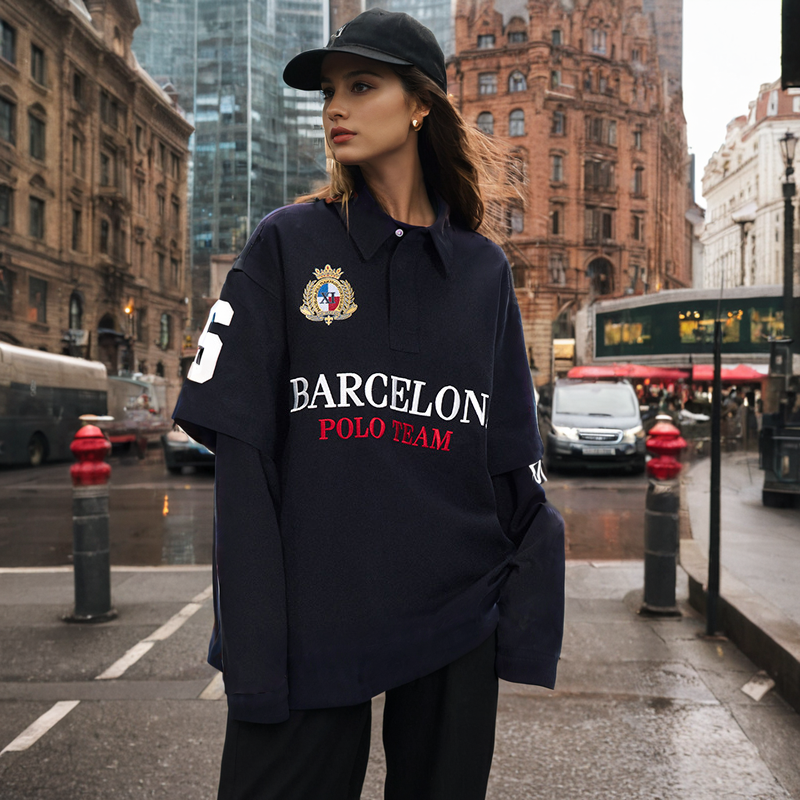 Mens Hoodie U Letter Embroidery Long Sleeve Fake Two Pieces