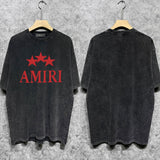 Amiri washed t-shirt red five-pointed star printing short sleeves