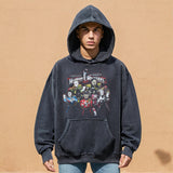 Mens Vintage Hoodie Cartoon Print Hooded Sweater Men