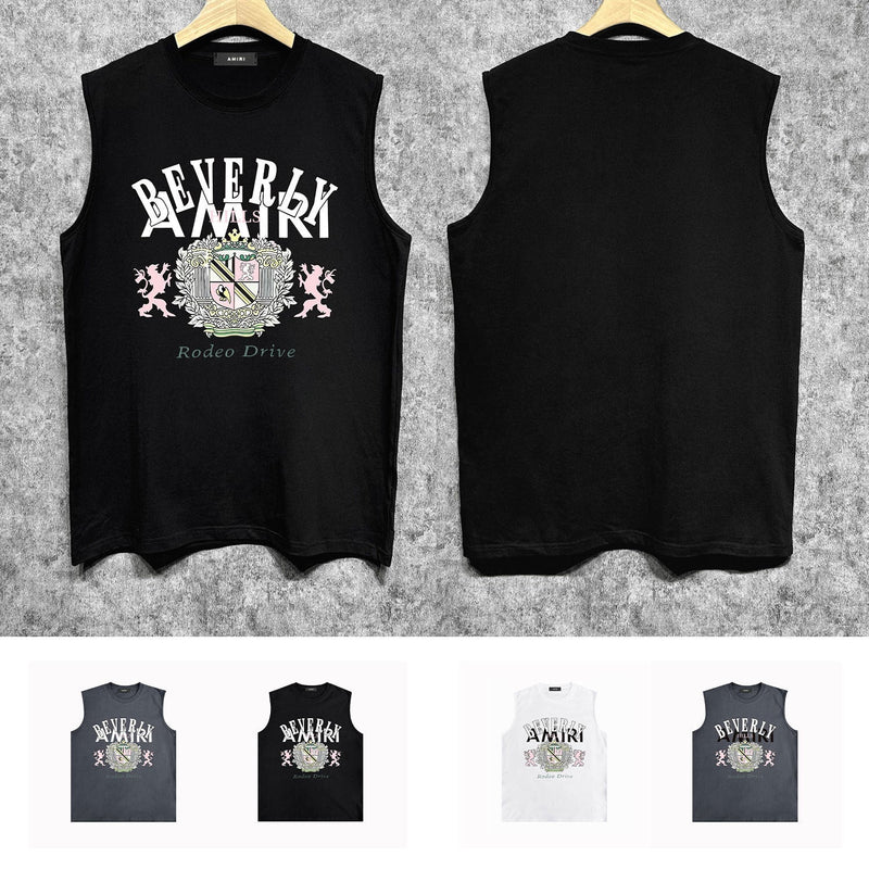 Amiri tank top lion medal printing