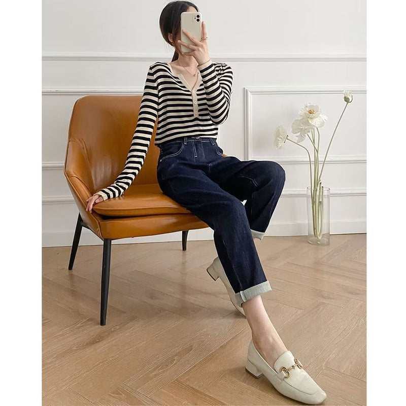 Women Jeans Retro Loose Small Slimming