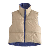 Women Vest Fashion Double-Sided Cotton-Padded Vest