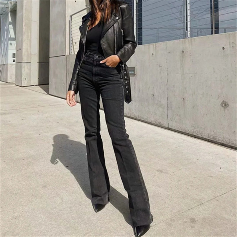Women Jeans Stretch Slim Fit Bell-Bottom Pants