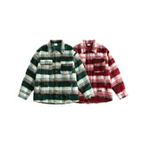 Unisex Coat Retro College Style Plaid Cotton-Padded Coat