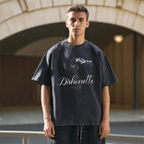 Mens Vintage T Shirt Printed Washed Old Short Sleeves