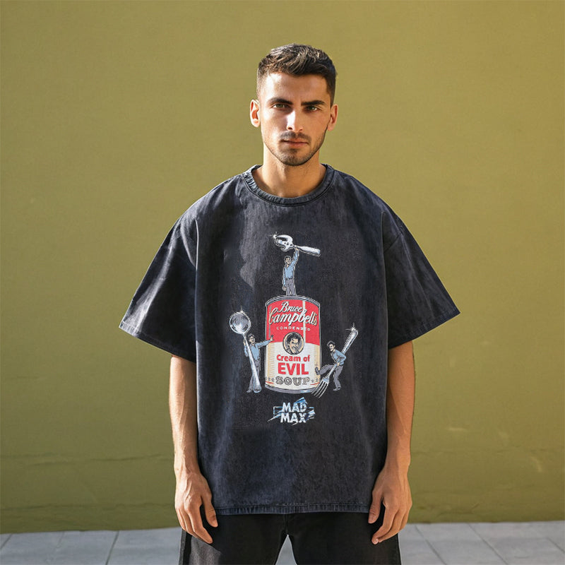 Mens Vintage T-Shirt Printed Short Sleeve T-Shirt