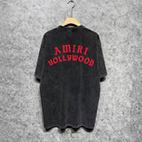 Amiri washed t-shirt hollywood pure letter short sleeves