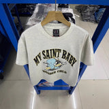 Fog Essentials T Shirts Spring/Summer, Angel Baby Pattern Crew Neck Short Sleeves