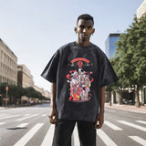 Mens Vintage T Shirt Print Wash Print Short Sleeve