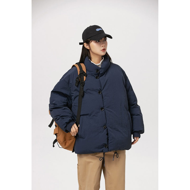 Unisex Coat Thick Loose Stand-up Collar Cotton-Padded Clothes