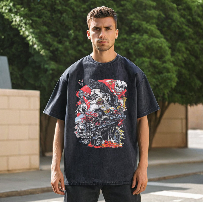 Men's Vintage T Shirt Short Sleeve T-Shirt Men's and Women's Half Sleeve