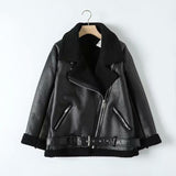 Women Cotton Coat Fashion Locomotive Style PU Leather Jacket