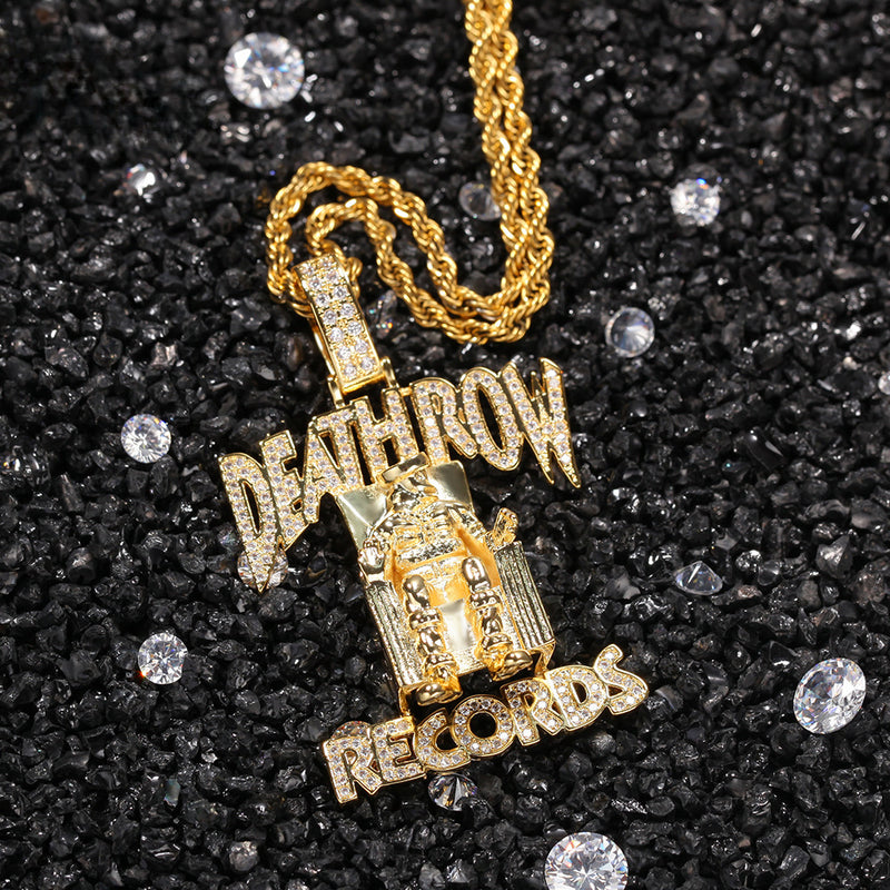Jewelry DEATHROW Pendant Full Zircon Hiphop Letter Necklace Hip Hop St. Valentine's Royalty Word Up