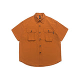 Unisex Shirt Summer Retro Three-Dimensional Pocket Loose