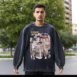 Mens Vintage Long Sleeve Shirt Vintage Wash Long Sleeve T-Shirt