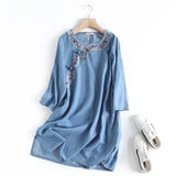 Women Dresses Embroidery Denim Dress