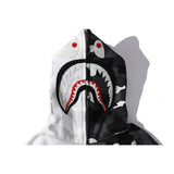 Bathing Ape Hoodie shark head black and white luminous color matching sweater