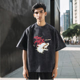 Mens Vintage T Shirt Printed Short Sleeve T-Shirt Men