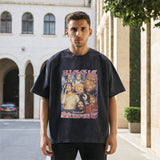 Mens Vintage T Shirt Crew Neck Washed Short Sleeves