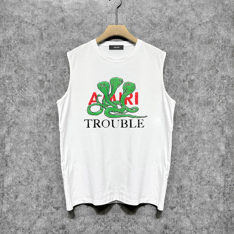 Amiri tank top cartoon colorful snake printing