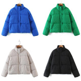 Women Cotton Coat Stand Collar Loose Cotton Jacket