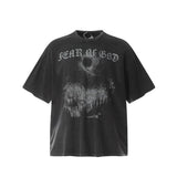 Unisex T-Shirts FOG Vintage Jesus Cross Loose Short Sleeves