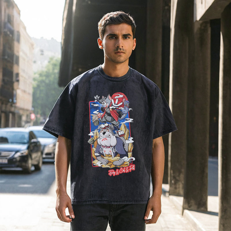 Mens Vintage T-Shirt Printed Short Sleeve T-Shirt