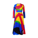 Women Jumpsuit Fall Pleated Print Two-Piece Set