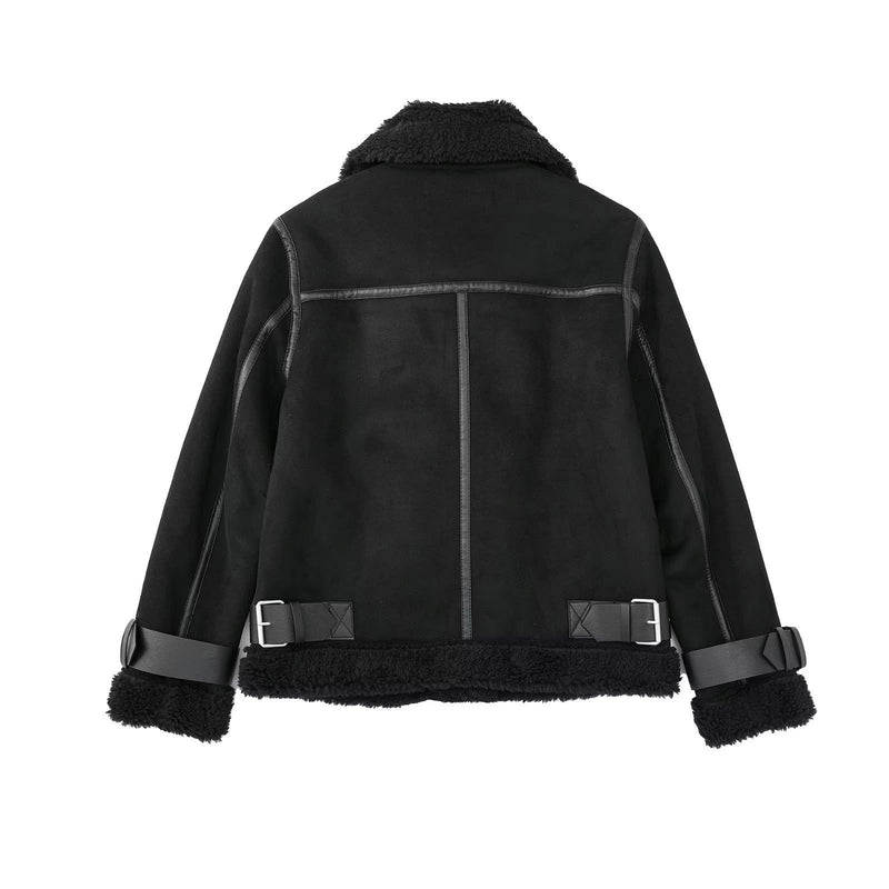 Women Cotton Coat Thickened Zipper Leather Coat