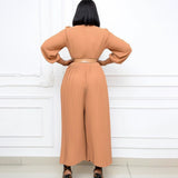 Women Co-Ords Autumn and Winter Solid Color Long Sleeve Jumpsuit