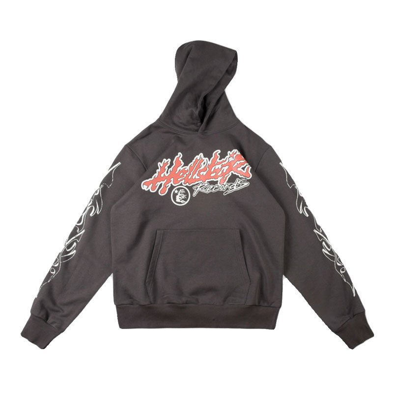 HS Hoodie Retro Distressed Graffiti Loose Fleece-lined