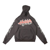 HS Hoodie Retro Distressed Graffiti Loose Fleece-lined