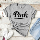 Women PINK Graphic Tee Pink Letter Shirt Oversized