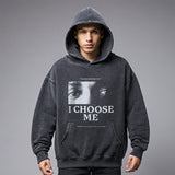 Mens Vintage Hoodie Hoodie Wash Vintage Print