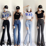 Women Jeans Hot Girl Bell-Bottom Pants Slim Fit