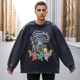 Mens Vintage Long Sleeve Shirt Washing Water Long Sleeve T-Shirt Men and Women