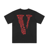 Vlone T Shirts Skull Large V Printed Short Sleeve T-shirt Men and Women Couple High Street Loose Half Sleeve