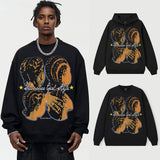 Vintage Hoodie American Street Hooded Sweater Vintage Crew Neck Sweater