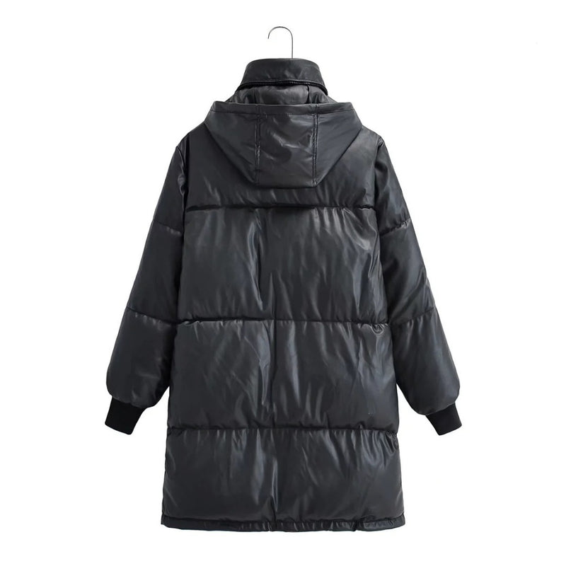 Women Cotton Coat Thick Fashion Leather Coat