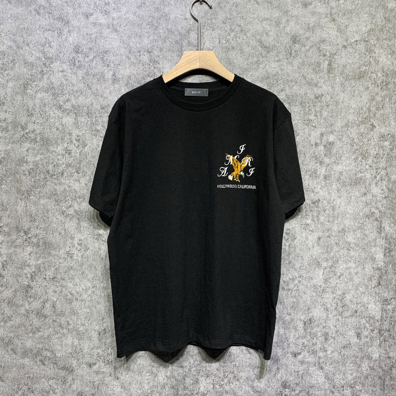 Amiri t shirts hollywood eagle printing short sleeve
