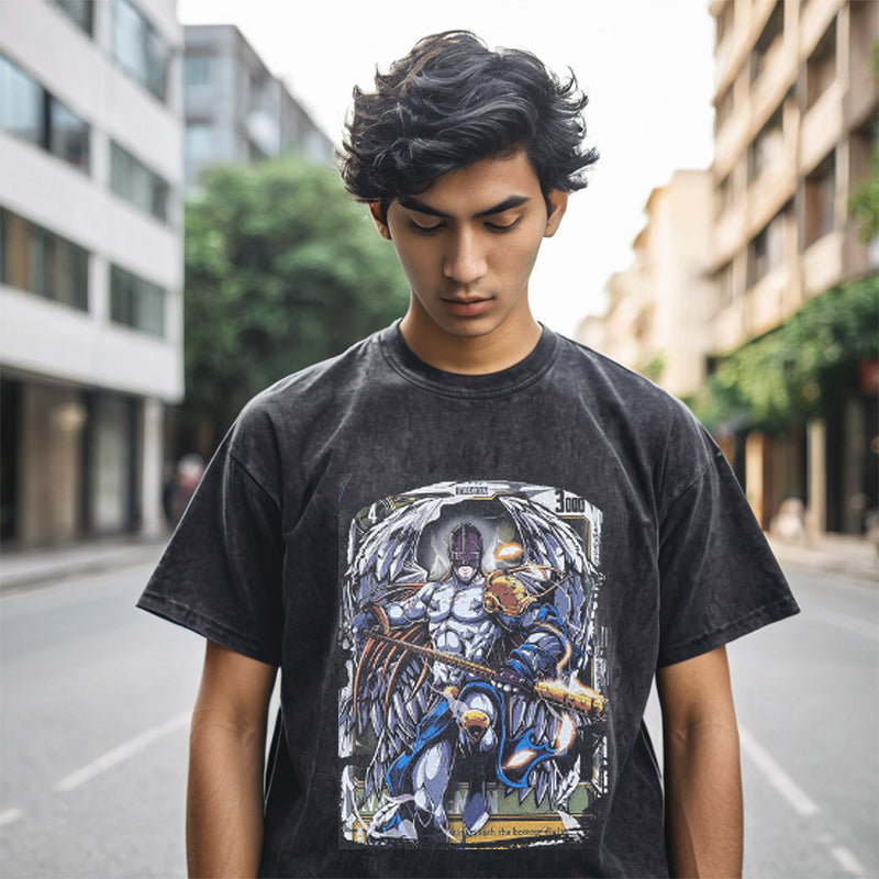 Mens Vintage T Shirt Cartoon Print Wash