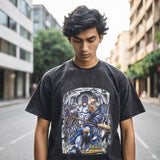 Mens Vintage T Shirt Cartoon Print Wash