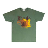 Rhude T Shirts Printed Trendy Pure Cotton