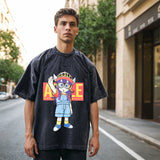 Mens Vintage T-Shirt Cartoon Print Short Sleeve T-Shirt