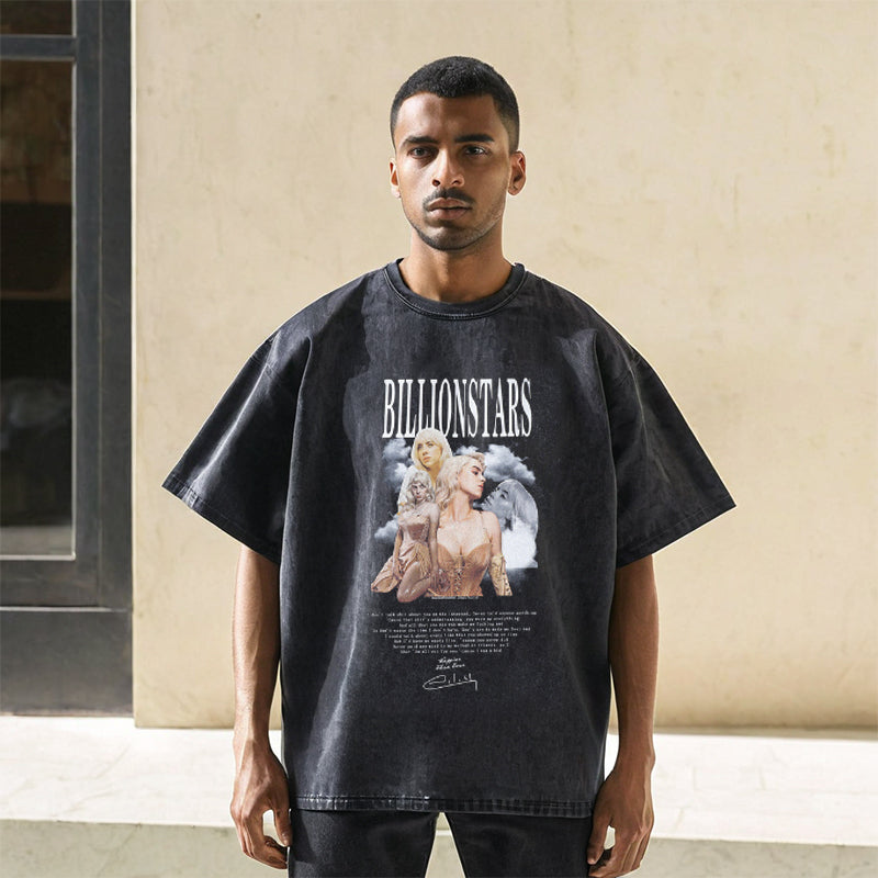Mens Vintage T Shirt Printed Short Sleeve T-Shirt Men