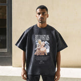 Mens Vintage T Shirt Printed Short Sleeve T-Shirt Men