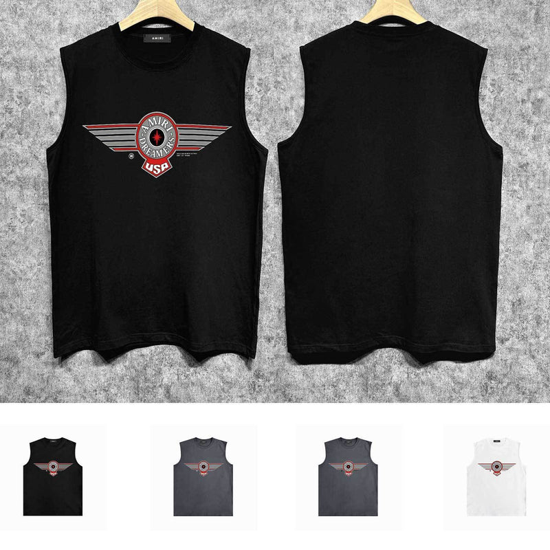 Amiri tank top flying eagle wings patch printing